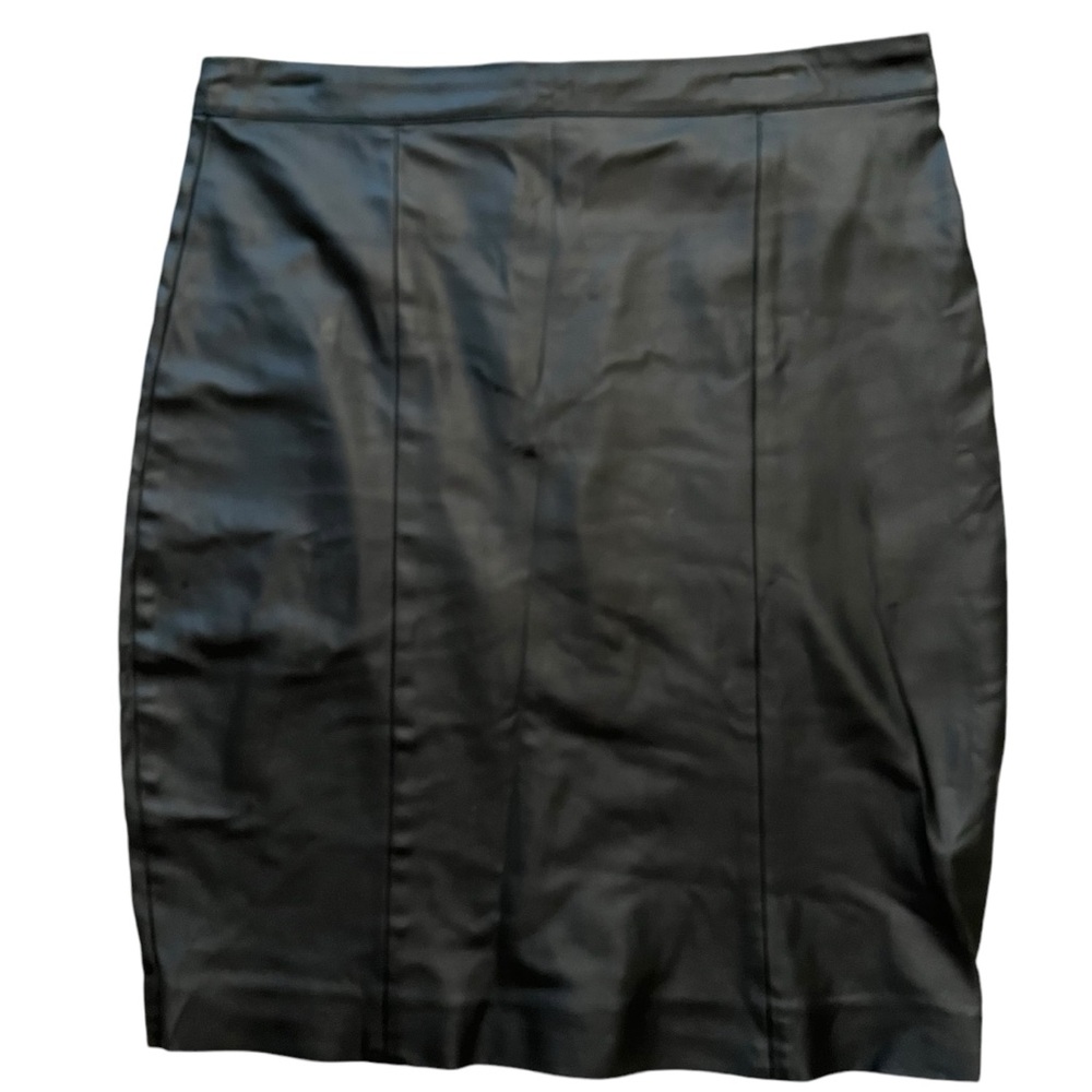 Topshop Black Faux Leather Pencil Skirt 8